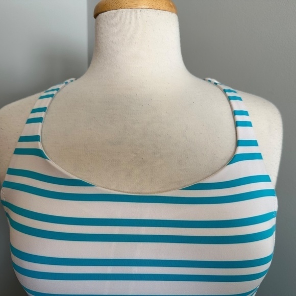 Lululemon 4 Free To Be Tank Top Twin Stripe Spry Blue Cross Back Strappy Workout - Picture 4 of 8